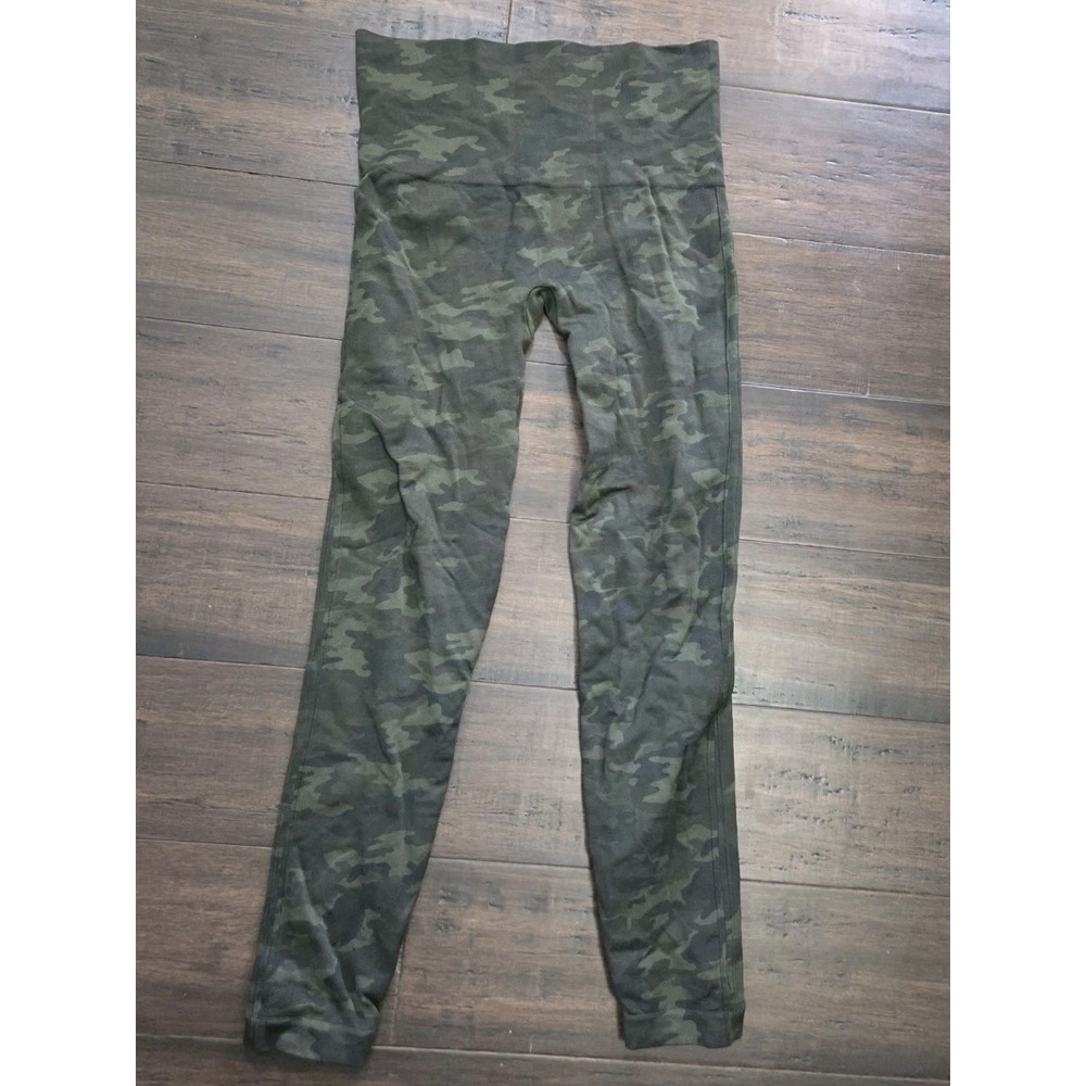 Spanx Look At Me Now‎ Leggings Large Seamless High Rise Slimming Green Camo